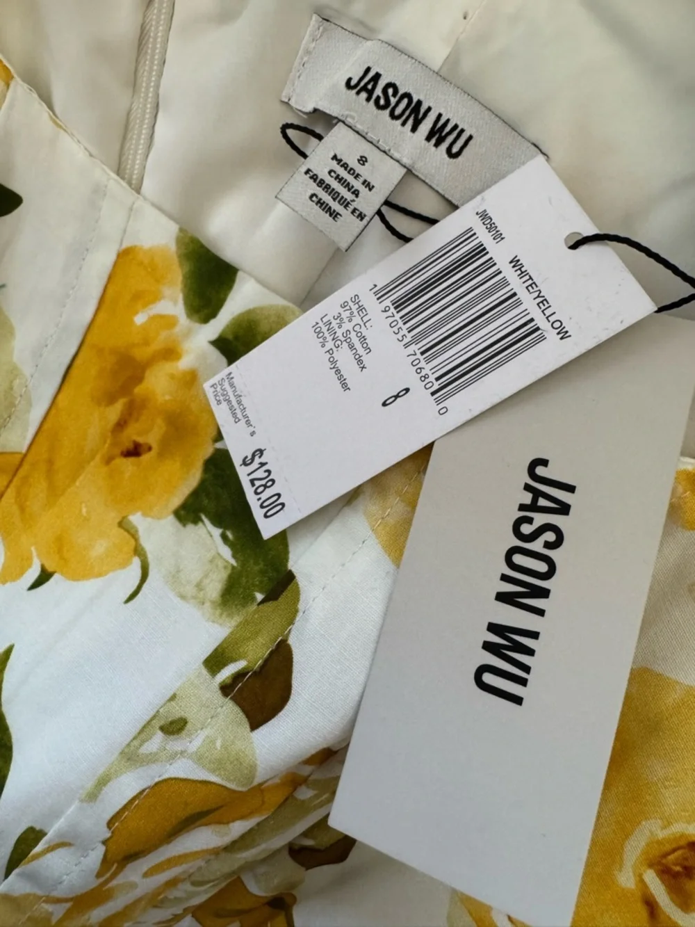 Jason Wu Yellow Floral Midi Dress - Picture 8 of 9